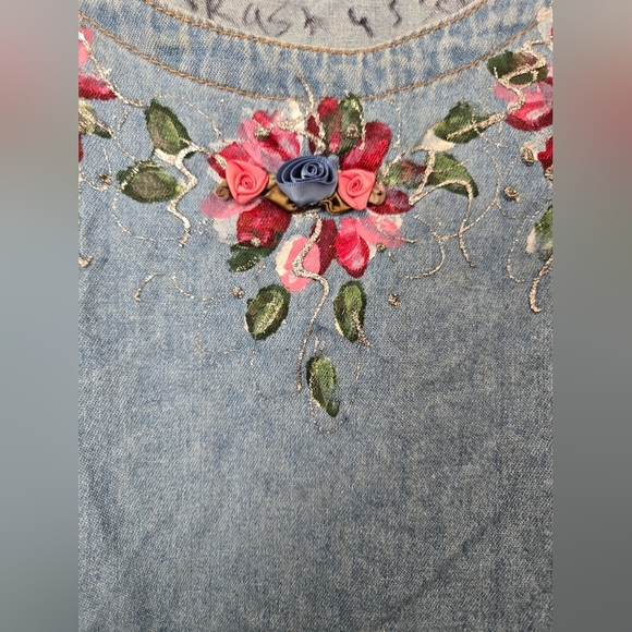 Color Me Cotton Hand Painted Denim Top Size XL - Picture 4 of 4
